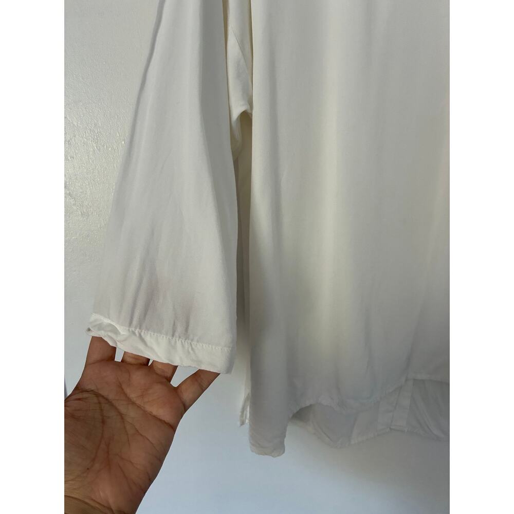 J. Jill White Lightweight Boatneck 3/4 Sleeve Button Black Closure Blouse Sz LP - Picture 5 of 11